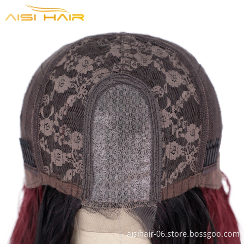 Aisi Hair Long Body Wave Wholesale Products For Natural Red Hair 26 Inch Expression Front Small lace Synthetic Wigs